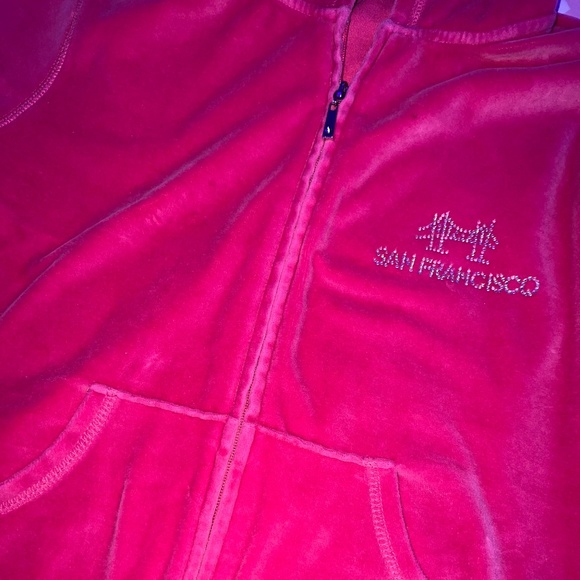 Pink Velour Rhinestone Hoodie - Picture 5 of 5